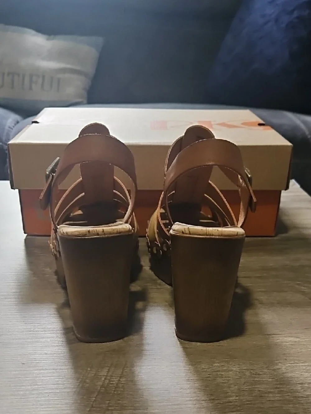 Platform Floral-Accent Strappy Sandal - Tan Multi